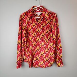 Vintage 90s Isaac Mizrahi Velour Patterned Buttonfront Shirt